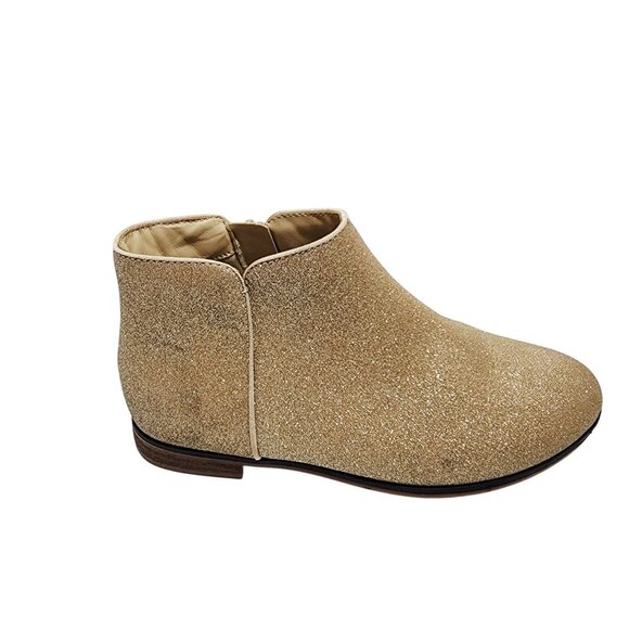 Cat & Jack Girls Glitter Gold Ankle Boots Size 4 With Side Zipper Closure - Picture 6 of 9